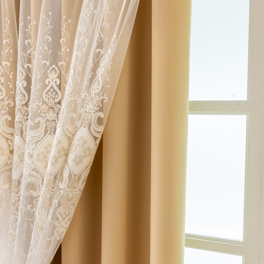 1pc Luxury Double-Layer Blackout Jacquard Curtain, Thermal Insulation Noise Reduction, Cozy Decor for Bedroom Living Room Floor-To-Ceiling Window