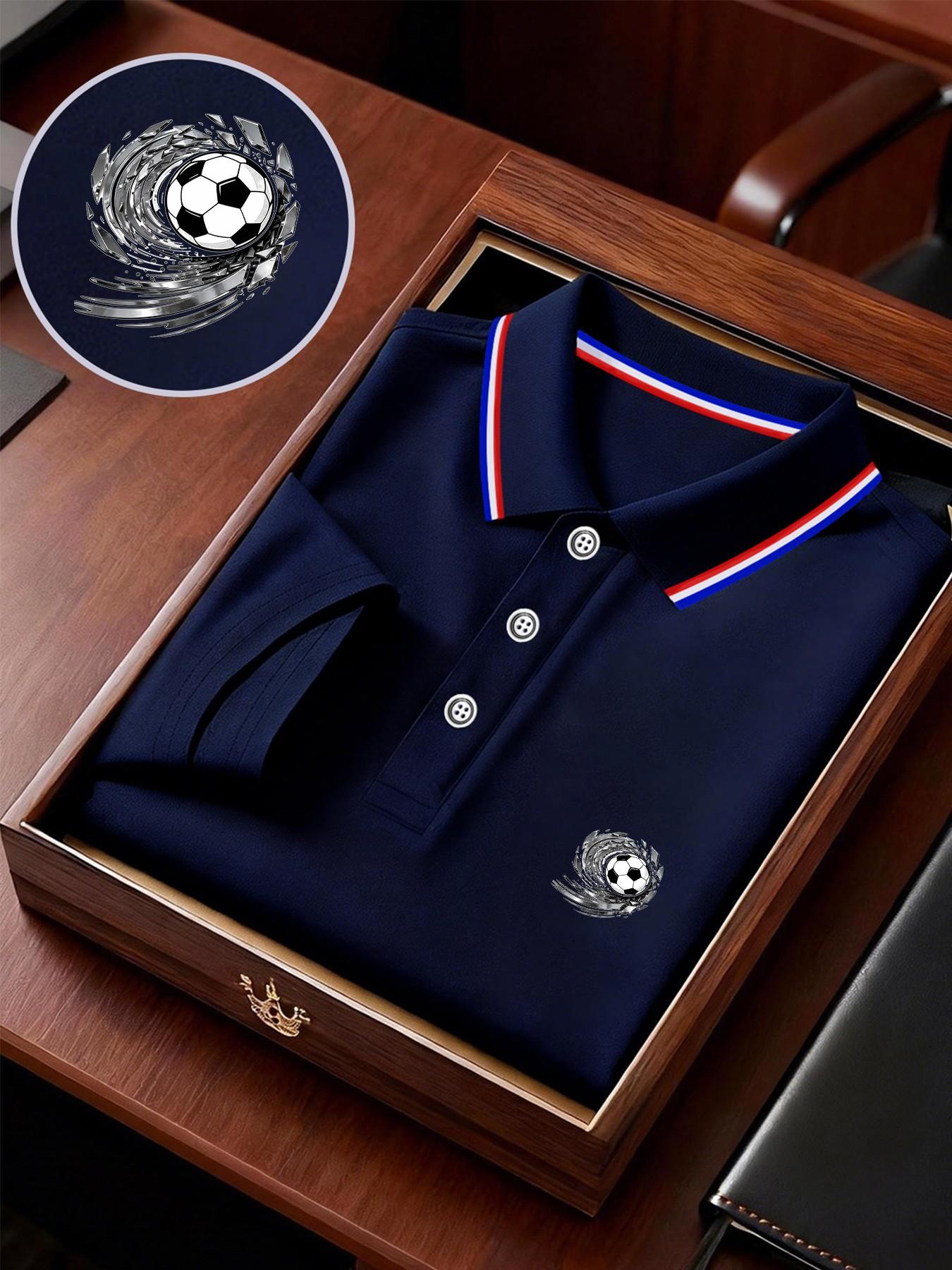 Men's Geometric Print Polo Shirt, Loose-Fitting Short Sleeve, Breathable Elastic Fabric, Casual Business Tee, Spring Summer New Arrival