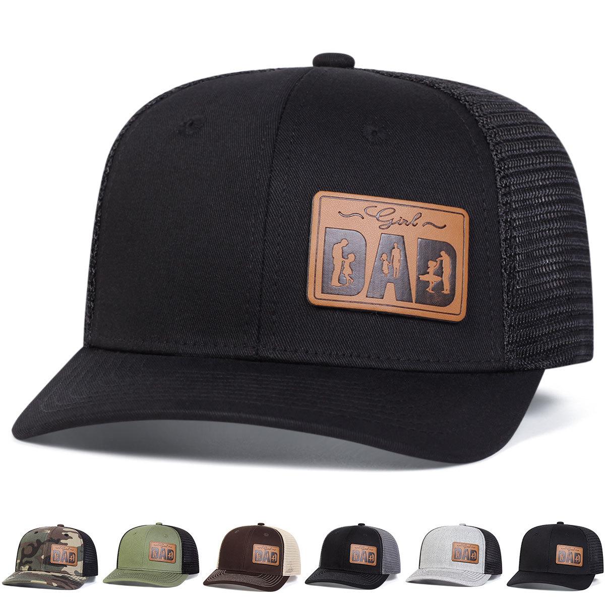 "Girl Dad" Leather Patch Trucker Hat Father Daughter Themed Mesh Back Cap for Men, Casual & Heartfelt Gift