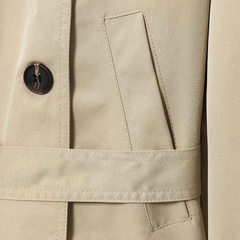 Women's Windbreaker Beige Cropped Trench Coat Double Breasted Jacket with Belted Waist Shoulder Casual Women's Layered Outerwear Female Coat Winter ﻿