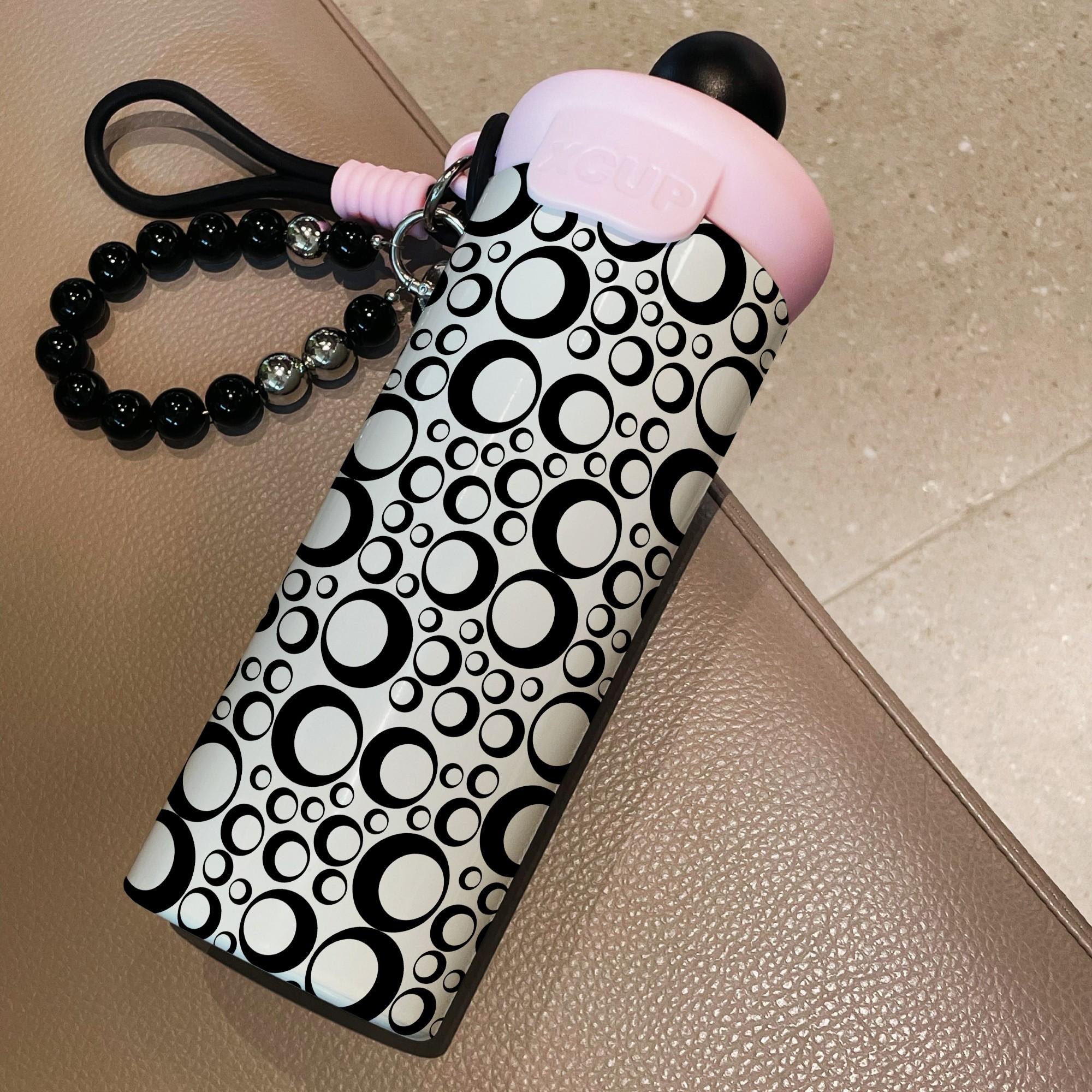 600ML with Straw and Beaded Bracelet, Stainless Steel, Insulated Cups, Leak-Proof, Keeps Cold/hot, Ideal for Home, Commute, Travel, Gift