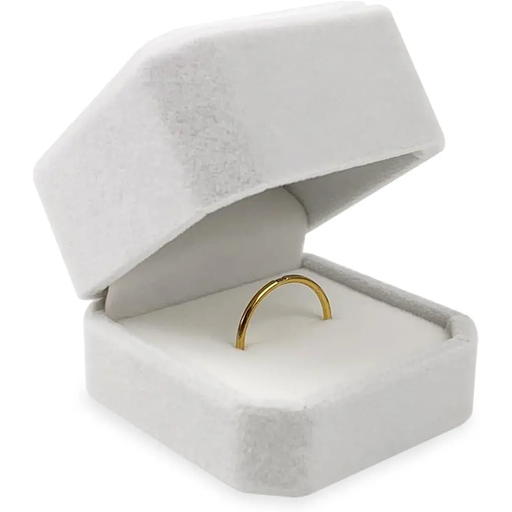Ring Box for Engagement, Wedding Proposal  Case (2.17x1.97in), Elegant White Ring Holder for Anniversary & Special Moments