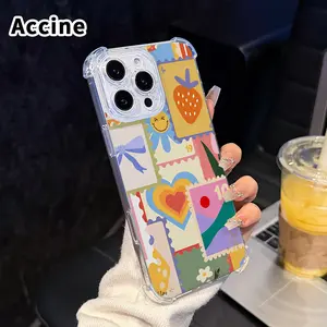 Phone Case for iPhone 17 Air 16 E 15 14 13 12 Pro Max Plus 11 Variety of Stamps Pattern Premium Non-Yellowing Cover Casing Clear Protective Four Corners Air Cushion Anti-drop