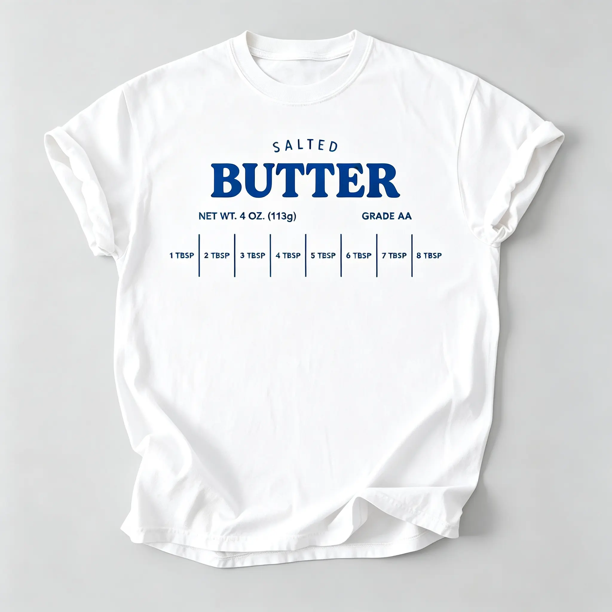 Women's Casual Loose Oversized Short-Sleeve Vintage Print Baking Tee - Funny Salted Butter Graphic Top for Foodie Cooks as a Gift