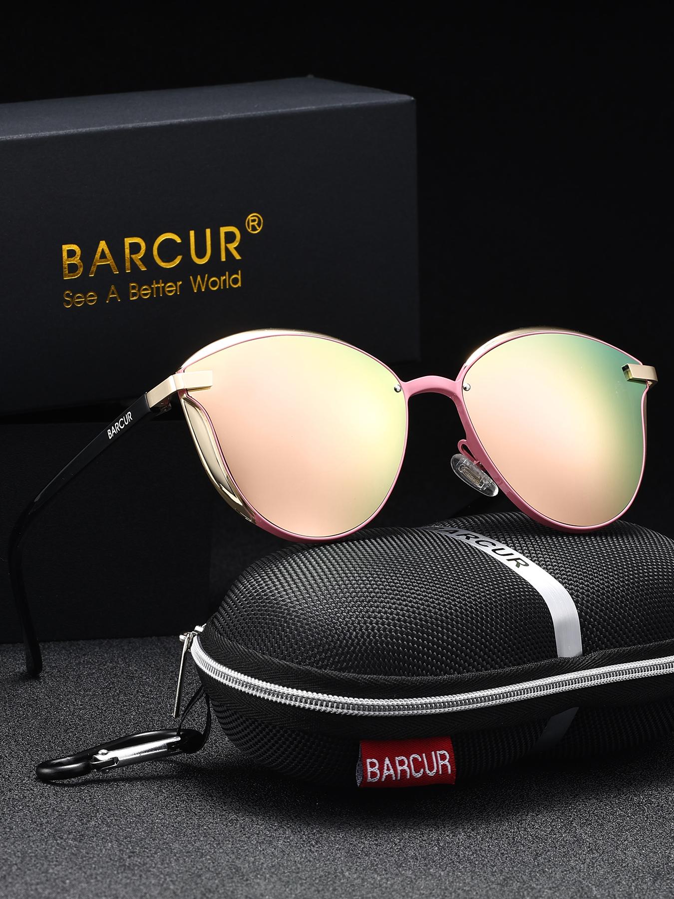 Barcur Unisex Polarized Sunglasses, Cat Eye Frame, Uv400 Protection, Stainless Steel, Street Style, Ideal for Travel and Gifts