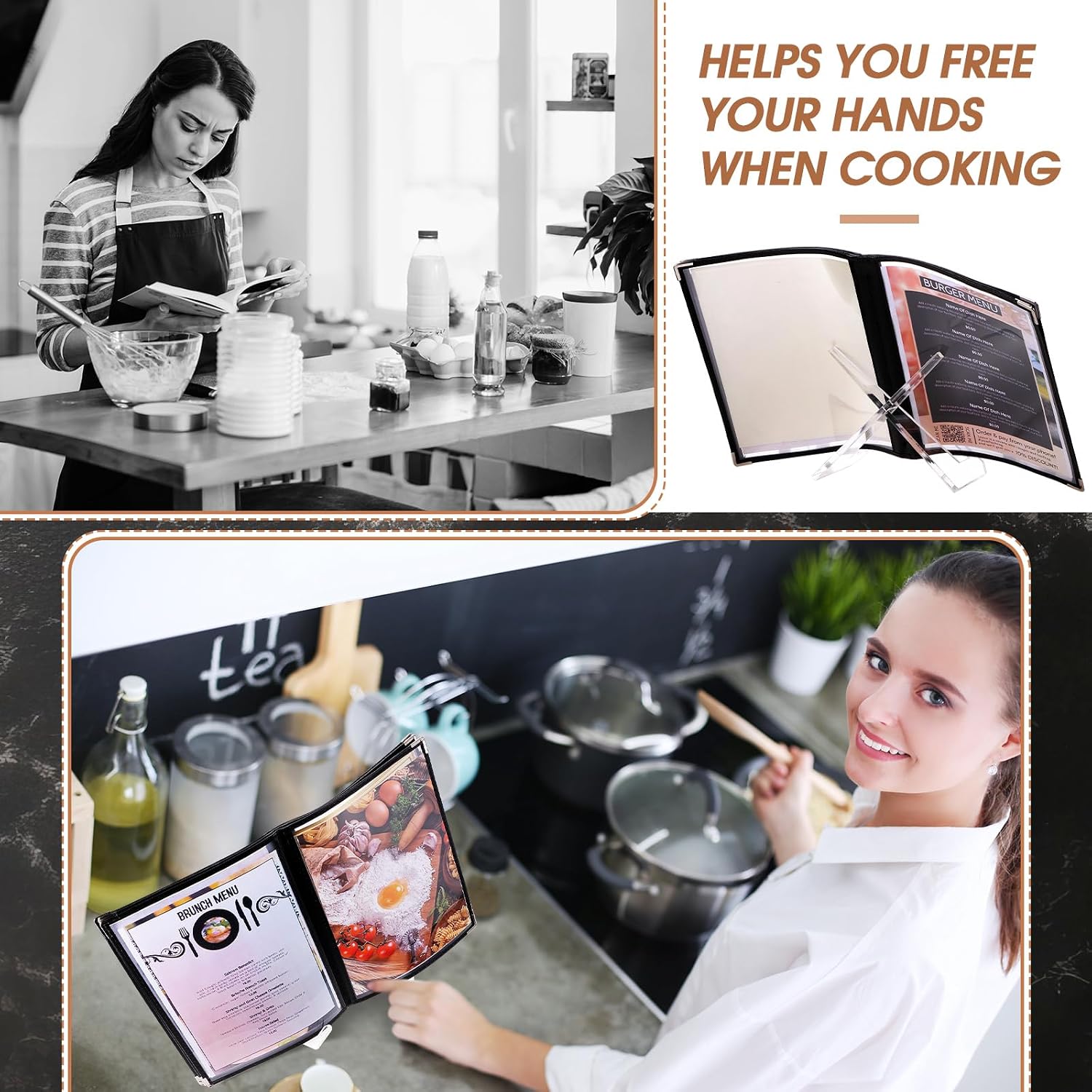 Cookbook Stand for Kitchen Counter Cookbook Recipe Book Holder for Multifunctional Display Tabletop Kitchen Counter Decor, 6.5 x 8.5 Inches(Clear)