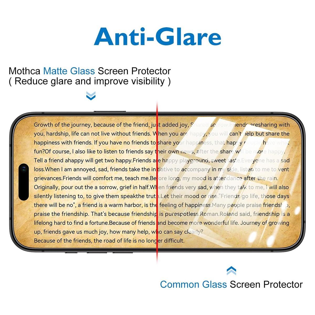 Mothca 2-Pack Matte Tempered Glass Screen Protector for iPhone Models, Anti-Glare & Fingerprint Resistant Design, Bubble-Free Installation