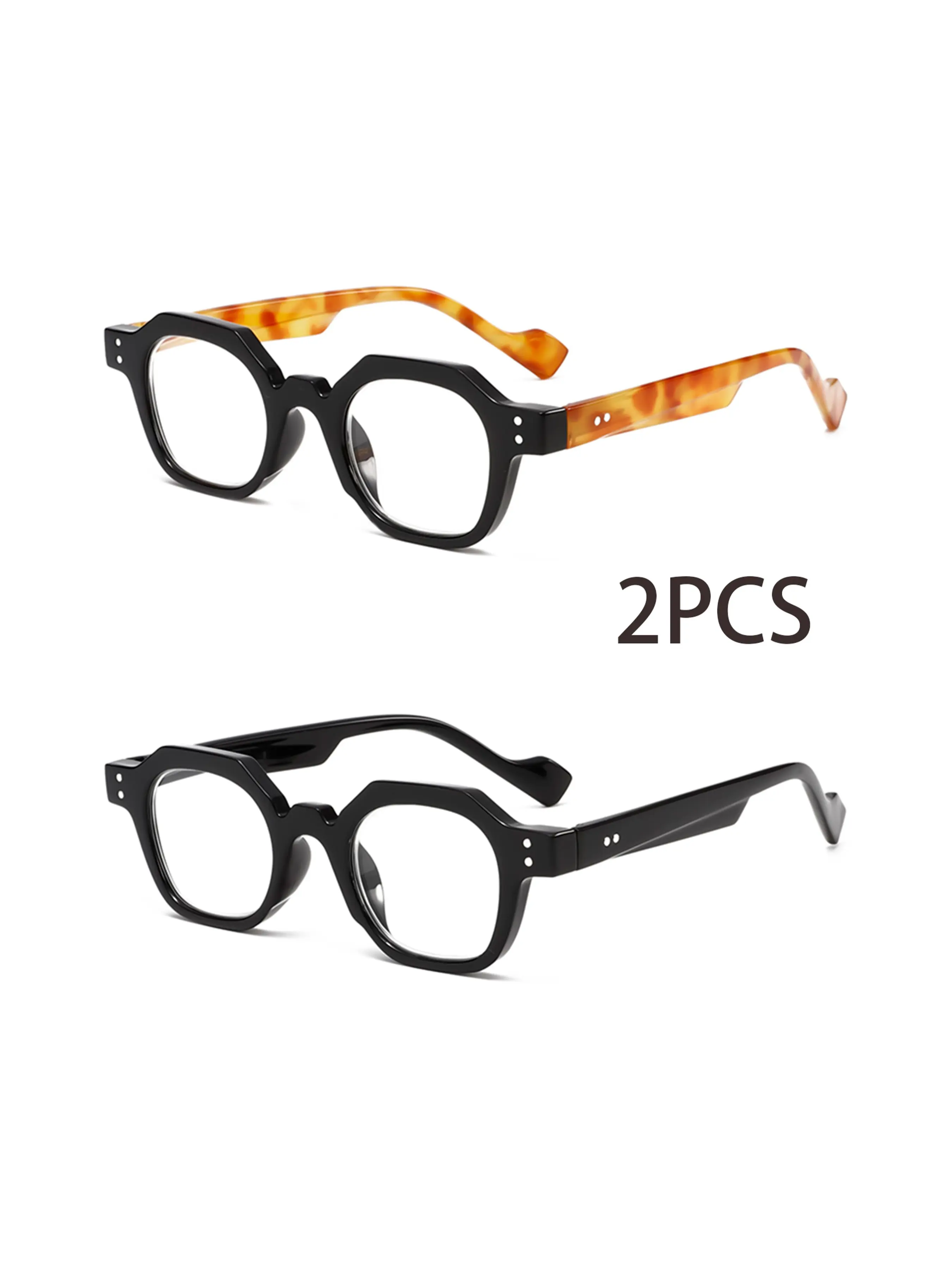 Polygon Blue Light Blocking Glasses, Vintage Tortoise Shell Color, High Definition Lightweight Frame, Unisex Office Internet Use