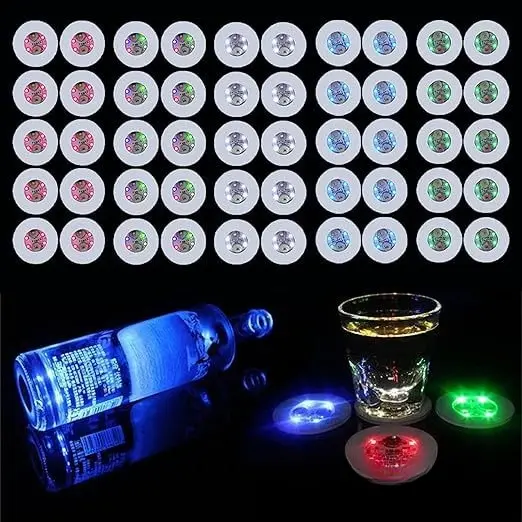 LED Luminous Coaster with Flash Effect, Floating Balls, Milk Tea Stand & Wine Bottle Accessory for Camping, Hiking & Outdoor Event Atmosphere Lighting