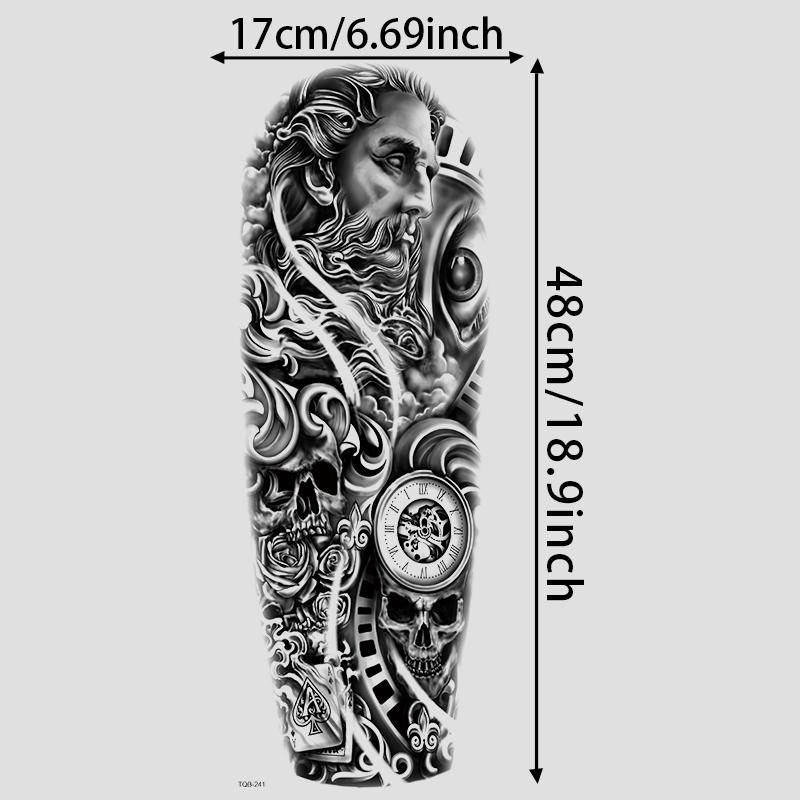4-Piece Greek Mythology & Pirate Ship Temporary Tattoos, Waterproof Realistic Full Arm Sleeves, Long-Lasting Body Art Stickers for Men & Women, Fake Tattoos