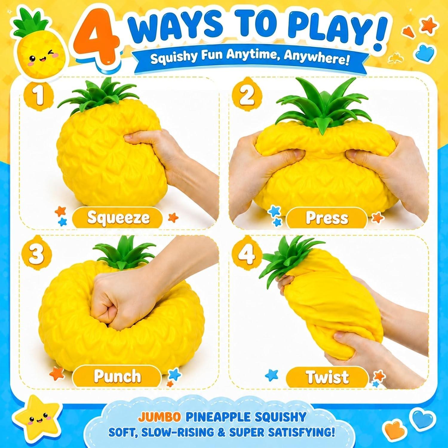 Cute Realistic Pineapple Squeeze Toy, Sensory Stress Relief Toy for Kids and Adults, Desk Decoration, Party Gift, Anxiety Relief, Soft Squishies