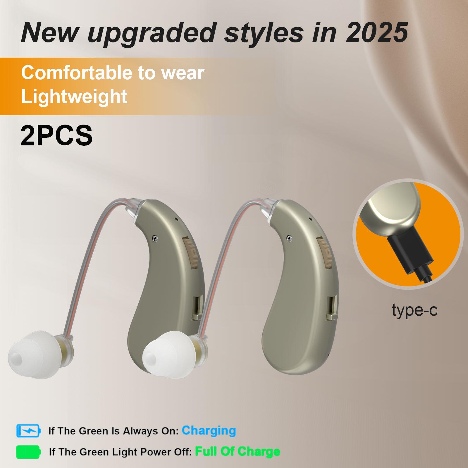 Rechargeable Hearing Aids for Seniors, Voice Enhancer and Personal Audio Amplifier, Dual Microphone Sound Source Localization (2 Pack)