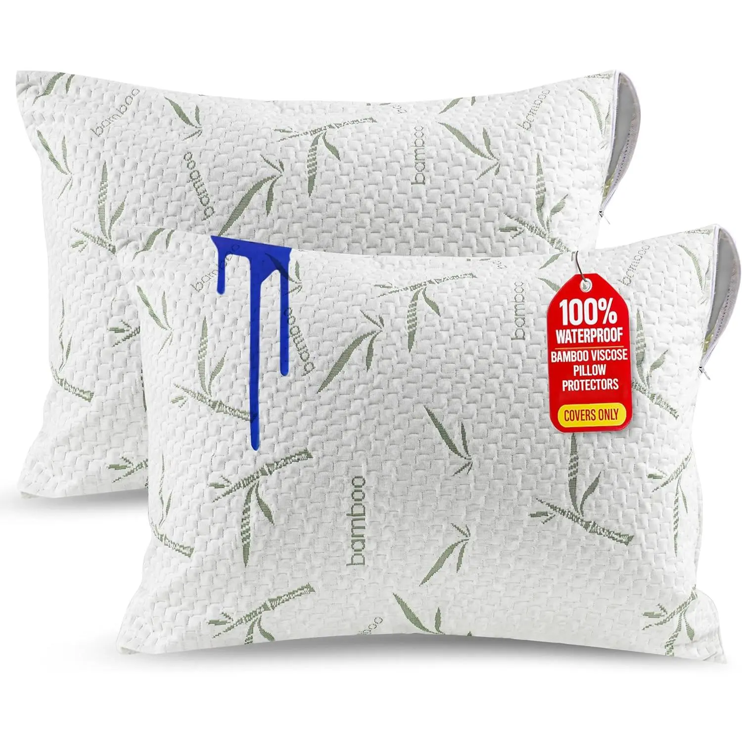 Viscose Pillow Protectors  Size, Pack of 2 | Zippered Pillow Covers,  & Dust Mite Proof Pillow Cases, Soft, Breathable & Machine Washable Pillow Encasements