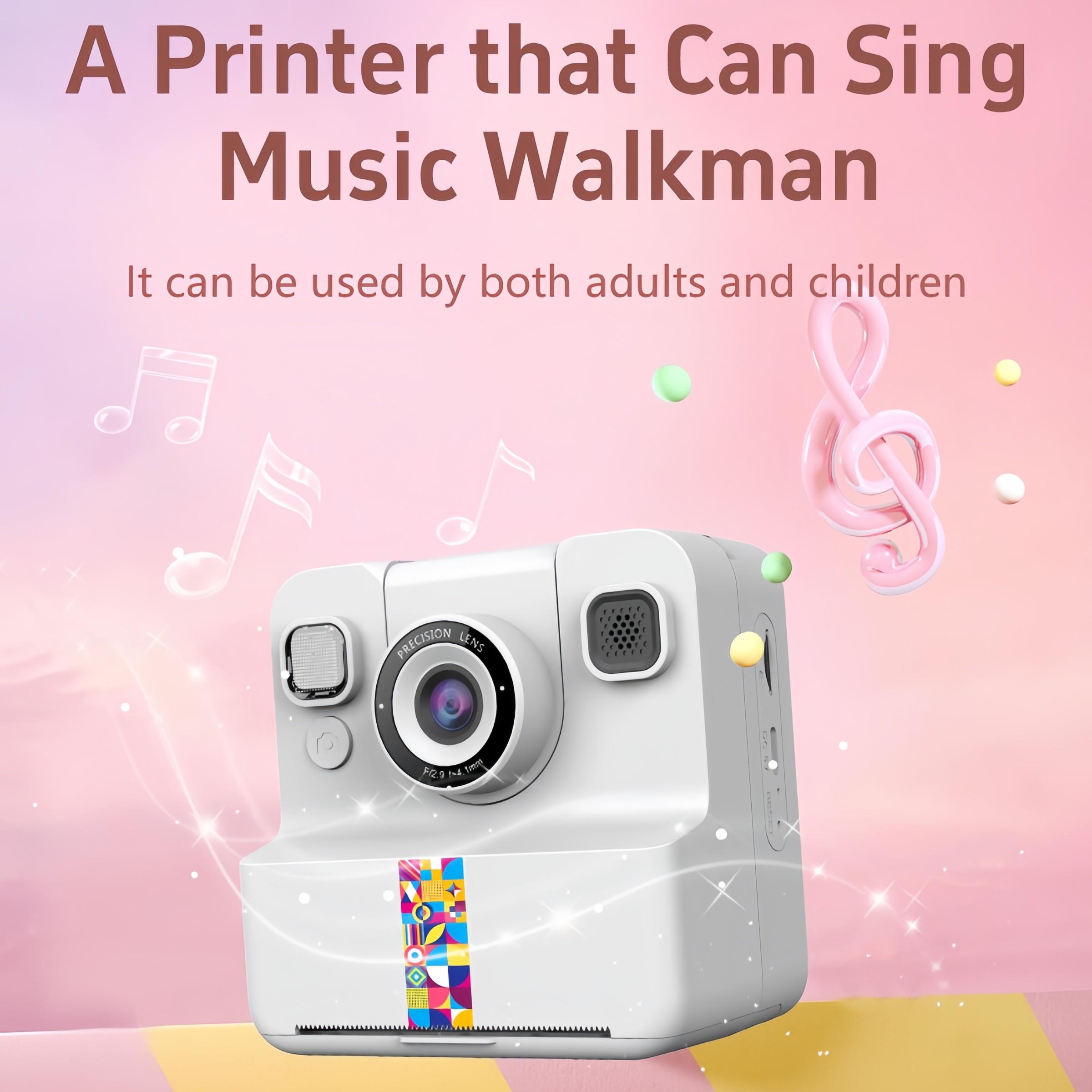 【New Camera Model】Mini Handheld Instant Camera | Photo + Print 2-in-1 | 1300mAh Long Battery Life | Supports TF Card up to 32GB | 2.4" IPS HD Screen | Flip Lens | Birthday Gift for Kindergarten & Primary School Students | Thermal Printer – Print as You Sh