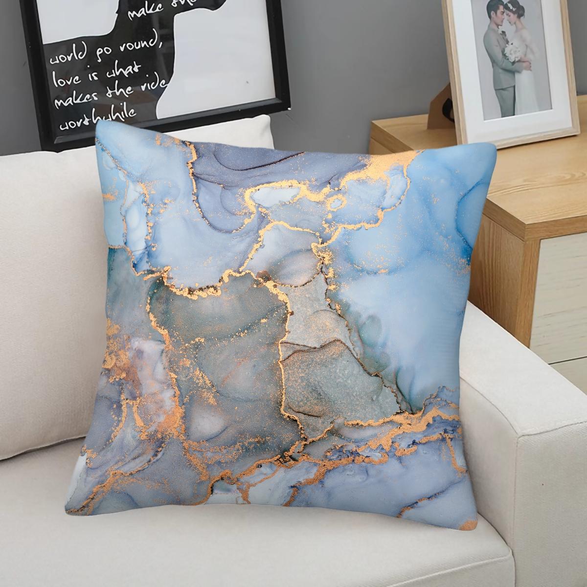 Marble Print Throw Pillow, Modern Luxury Decorative Pillow, Soft Square Cushion with Zipper Closure, Ideal for Sofa, Living Room and Bedroom Decor, Perfect Gift for Fluid Art Enthusiasts