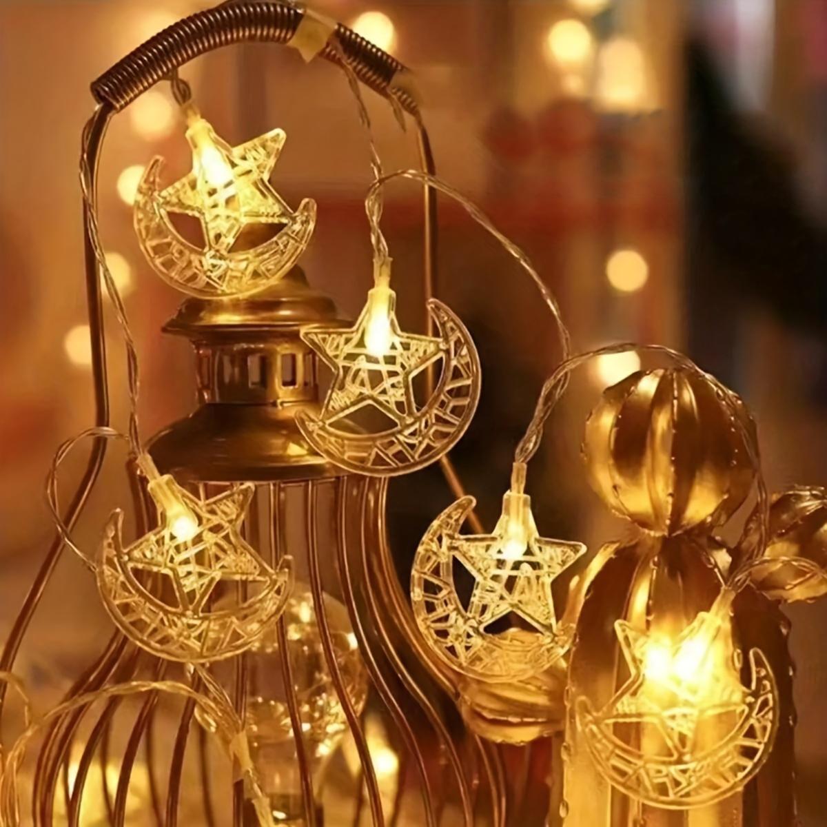 LED Star Moon Decorative Light String, Dynamic LED Lights, Ramadan Indoor Room or Bedroom Wall Decoration, Party Holiday Festival Ornament