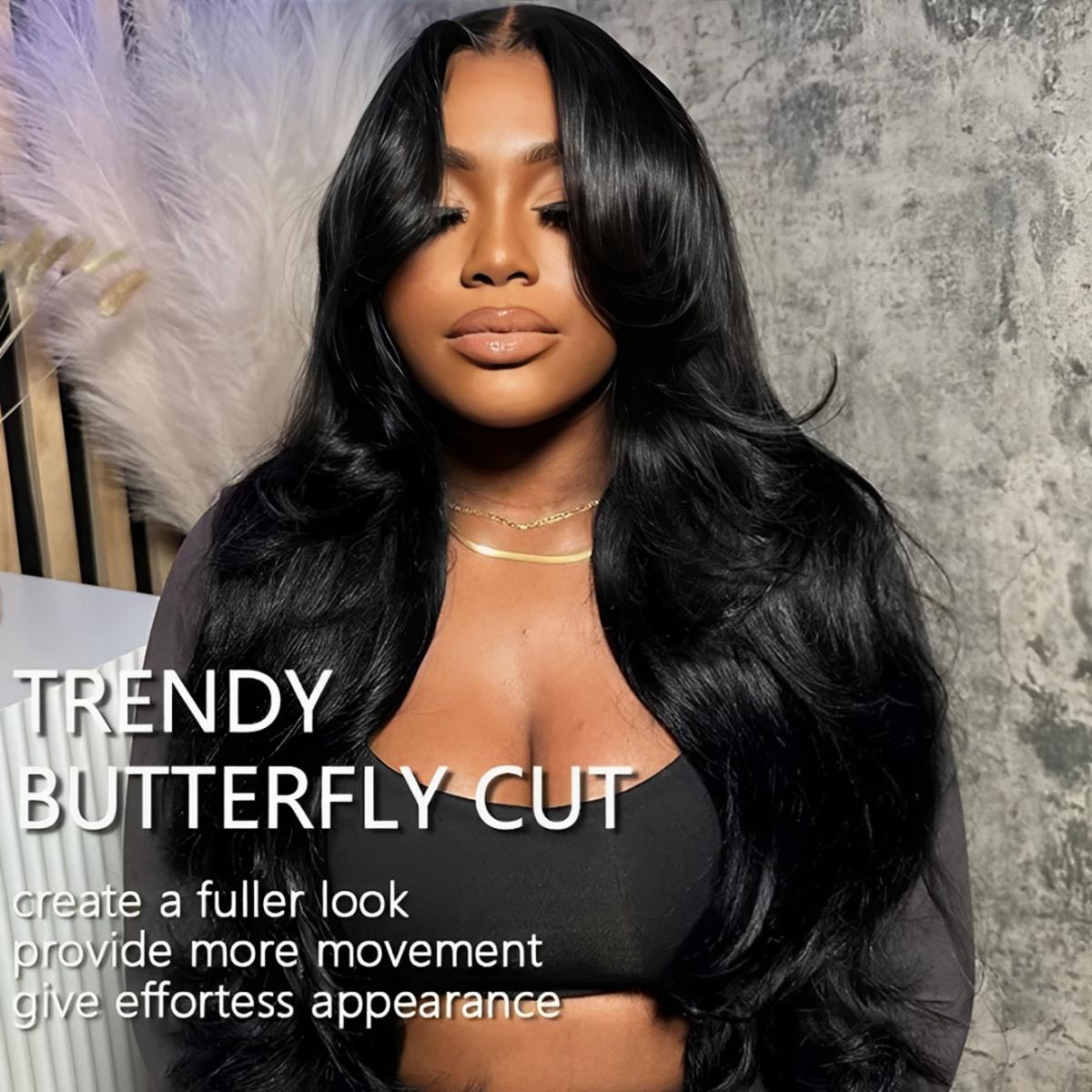 Mscoco Layers Body Wave U Part Human Hair Wig Pull & Go Beginner Friendly 180 250 Density For Black Women Natural Black Color Butterfly Wigs