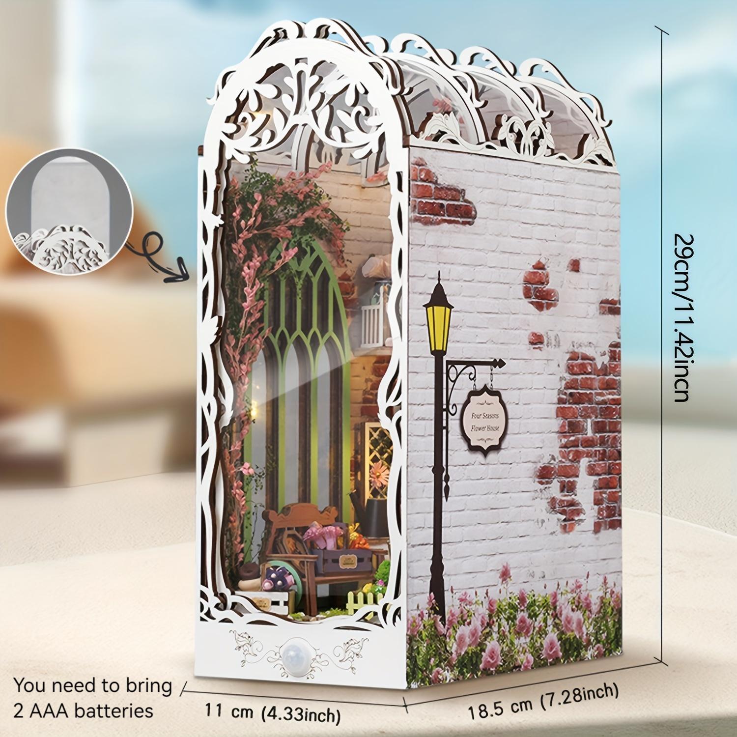 3D Wooden Puzzle, 1 Box DIY Book Nook Kit, DIY Flower Room Model Kit, 3D Desktop Decoration Ornament, DIY Model Kit for Bookshelf Decoration, DIY Building Model