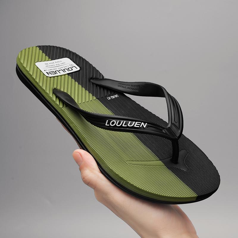 Men's Flip-Flops with Unique Texture, Four-Color Sandals, Comfortable Beach Shoes, Lightweight Slippers for Home, Bathroom, and Beach