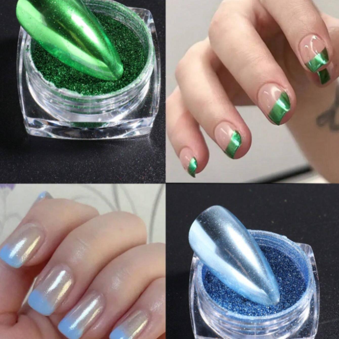 Random Color Magic Mirror Powder, 23pcs/set Metallic Chrome Mirror Nail Glitter Pigment, Luxury Parts Nail Art Decorations, DIY Nail Charms, Nail Supplies, Diy Nail Kit