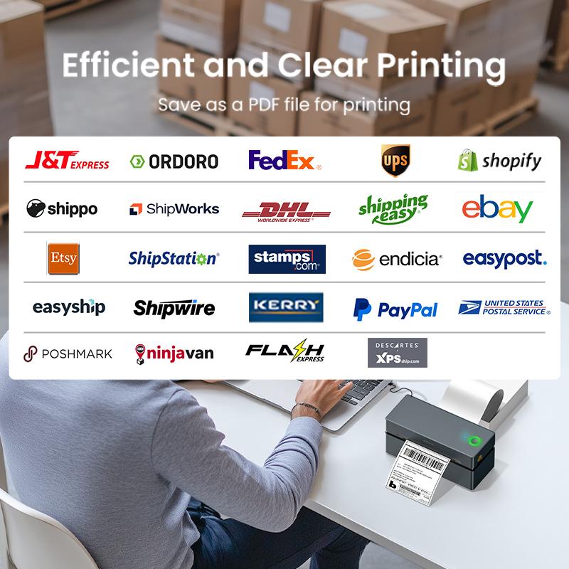 PL80E Bluetooth Thermal Shipping Label Printer, Wireless 4x6 Shipping Label Printer for Small Business, AI Printer, Blue