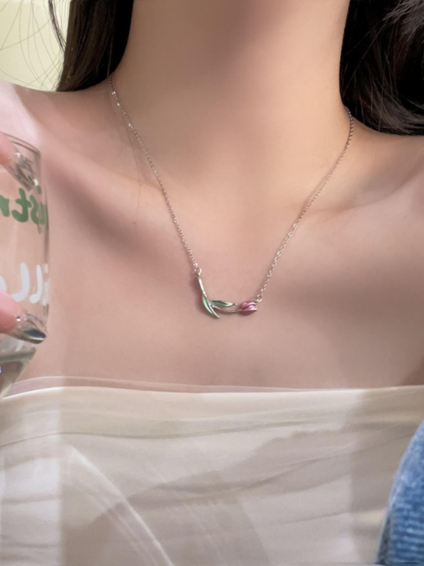 Silver Color Tulip Necklace, Everyday Versatile Jewelry, Classic and Stylish, Easy to Match, Multi-Style Accessory