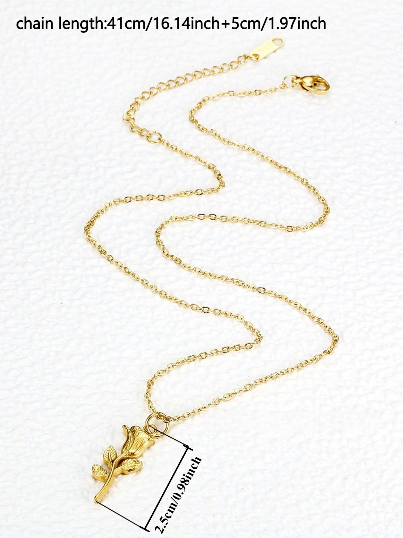 Exquisite Gold Rose Pendant Necklace with A High-end Feel, Stainless Steel That Does Not Fade, Fashionable and Versatile Daily Accessories