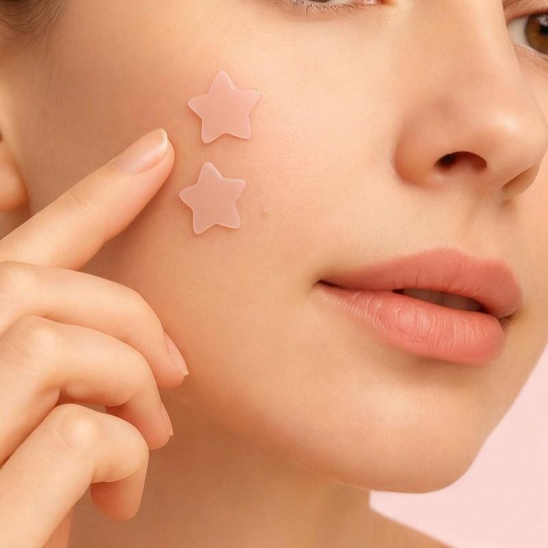 Compact Mirror Case Star Acne Patch Disposable Colorful Hydrocolloid Pimple Patch Absorbs Fluids Speeds Healing Invisible Adhesive Cute Star Shape Daily Breakout Helper Acne Spot Patches