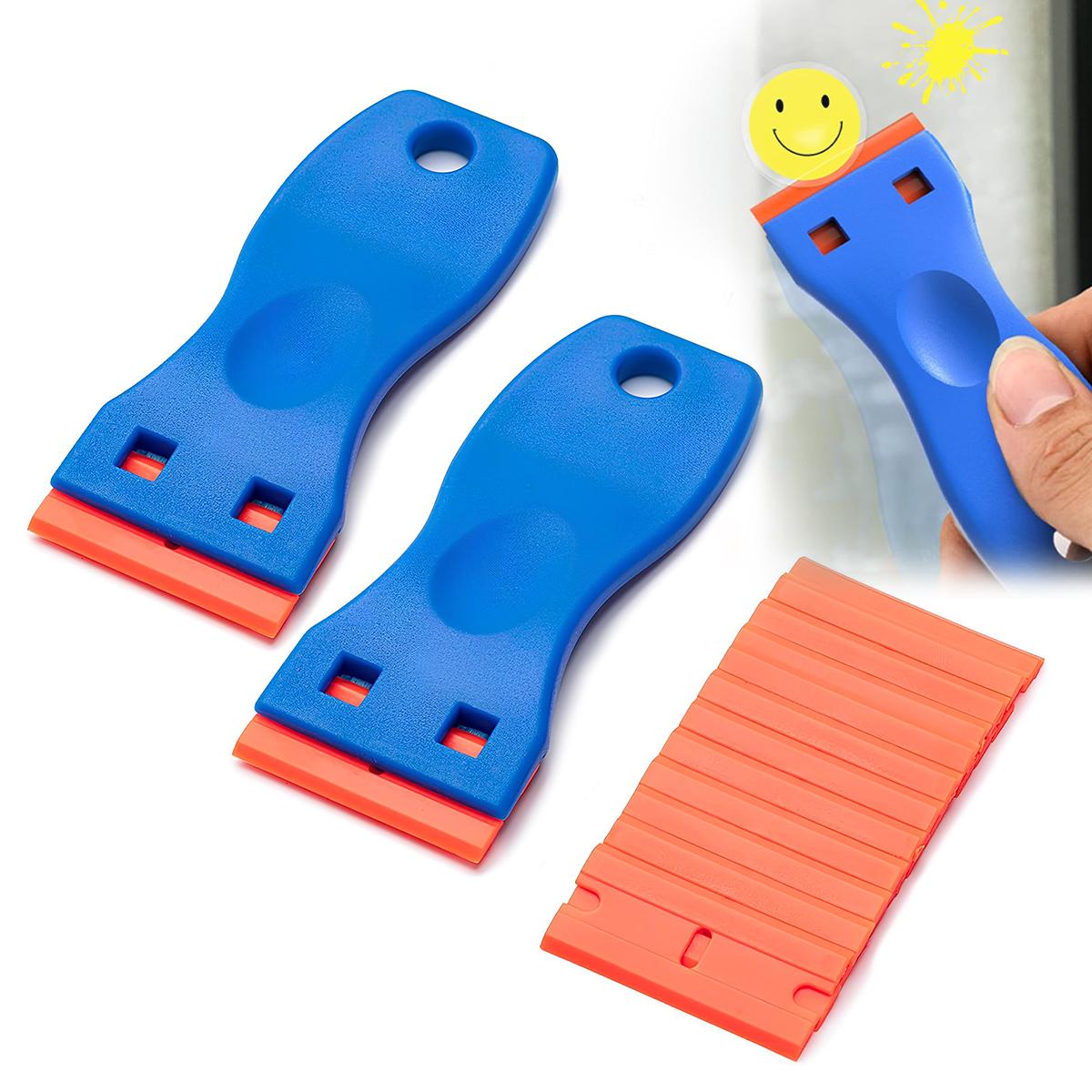 2 Pcs Plastic Razor Blade Scraper and 100 Pcs BladesForwithout Scratches Household Cleaning Tool for KitchenAppliances Stickers Book Paints