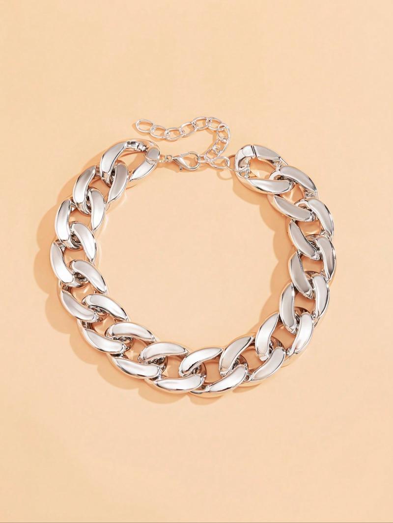 Women's Street Style Colorful Chunky Chain Necklace, Casual Trendy Chunky Chain Necklace, Fashionable Jewelry for Daily & Party Decoration