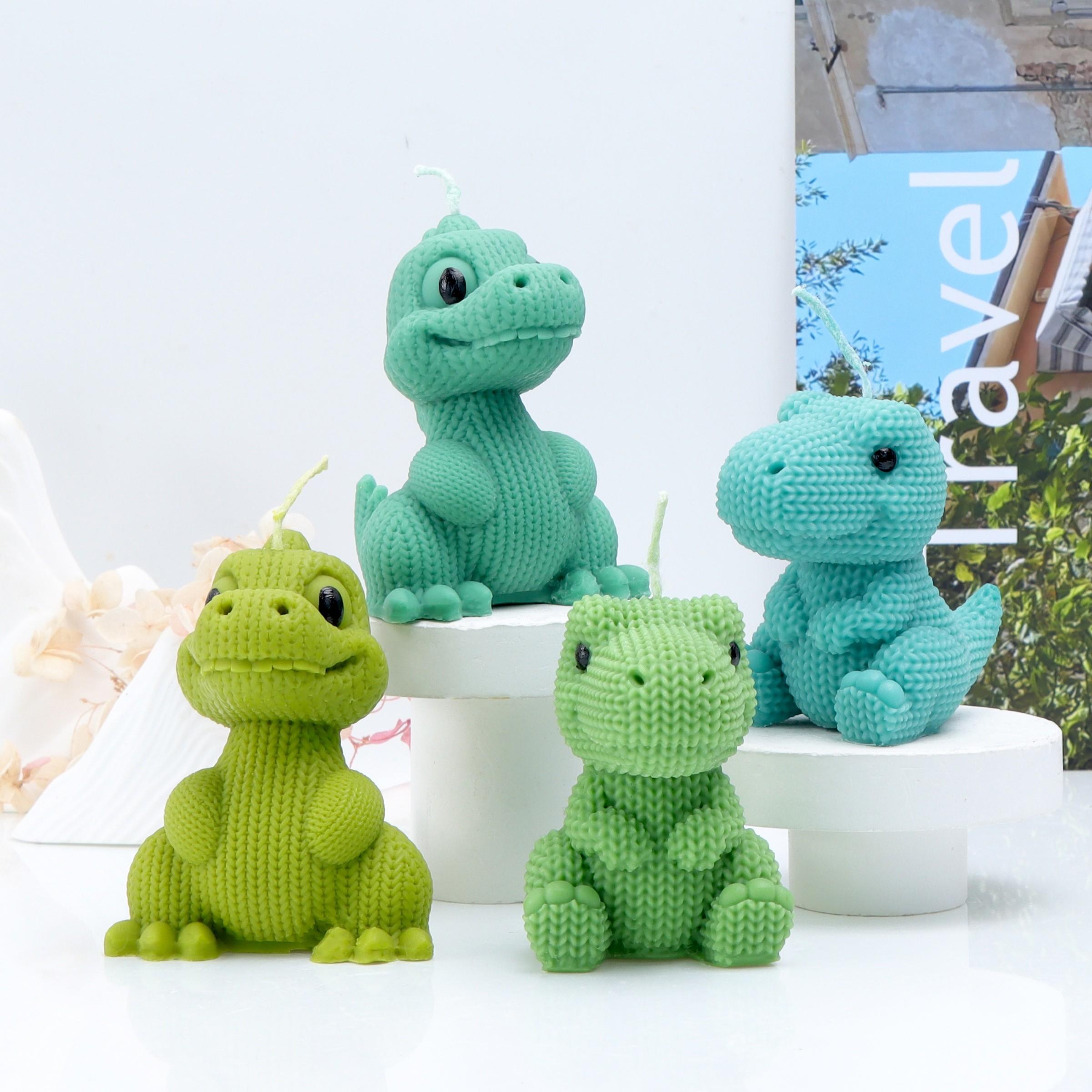 3D Knitted Dinosaur Silicone Mold, Reusable Cute Dinosaur Candle Mold for DIY Aromatherapy Candle, Soap, Resin, Plaster, Handmade Craft Home Decor