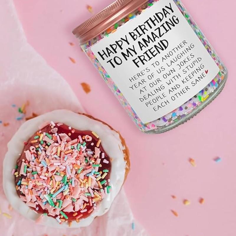 Best Friends Birthday Gifts for Women Friendship - Funny Sister Birthday Gifts for Friend Female BFF Bestie Gift for Women, Vanilla Cake Scented Bday Candles Happy Bday Decorations