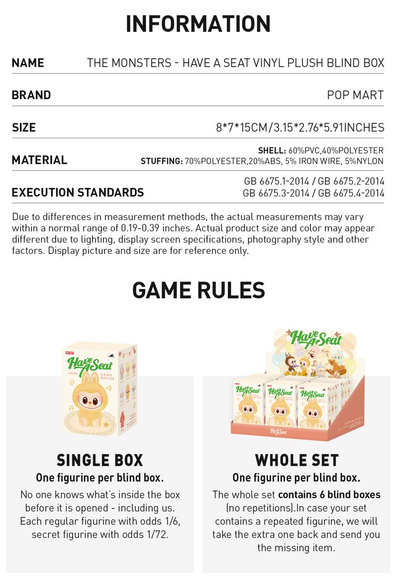 (DAREN001)THE MONSTERS - Have a Seat Vinyl Plush Blind Box