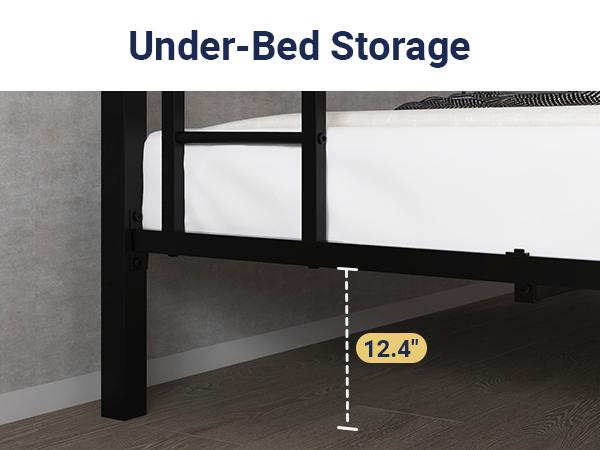 Allewie Twin Over Full Metal Bunk Bed - 【Frame Only No Mattress】Removable Stairs & Heavy Duty Frame with 12" Underbed Storage, Black/White, #TikTokShopfalldealsforyou
