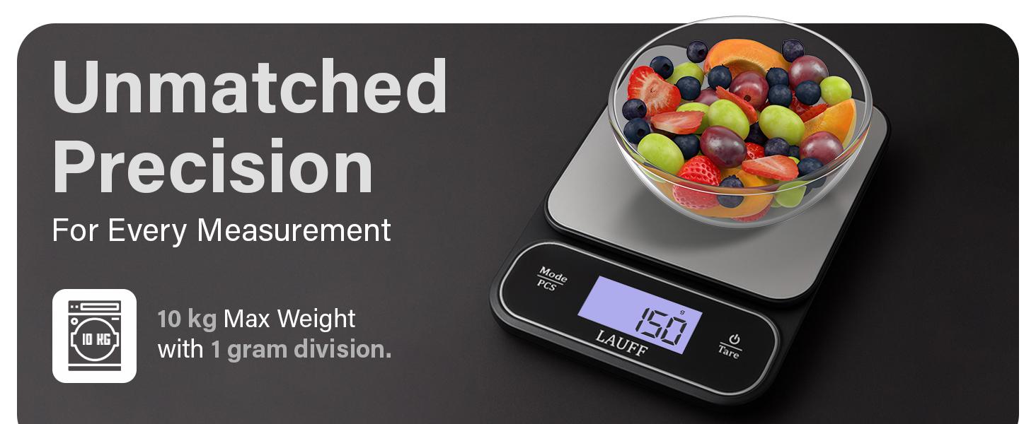 Food, Weighs, Scales, Food Scales messaures in Grams and Ounces with 0.01oz/1g Precise, Waterproof for Baking & Meal Prep with LCD Display (1g/10kg)