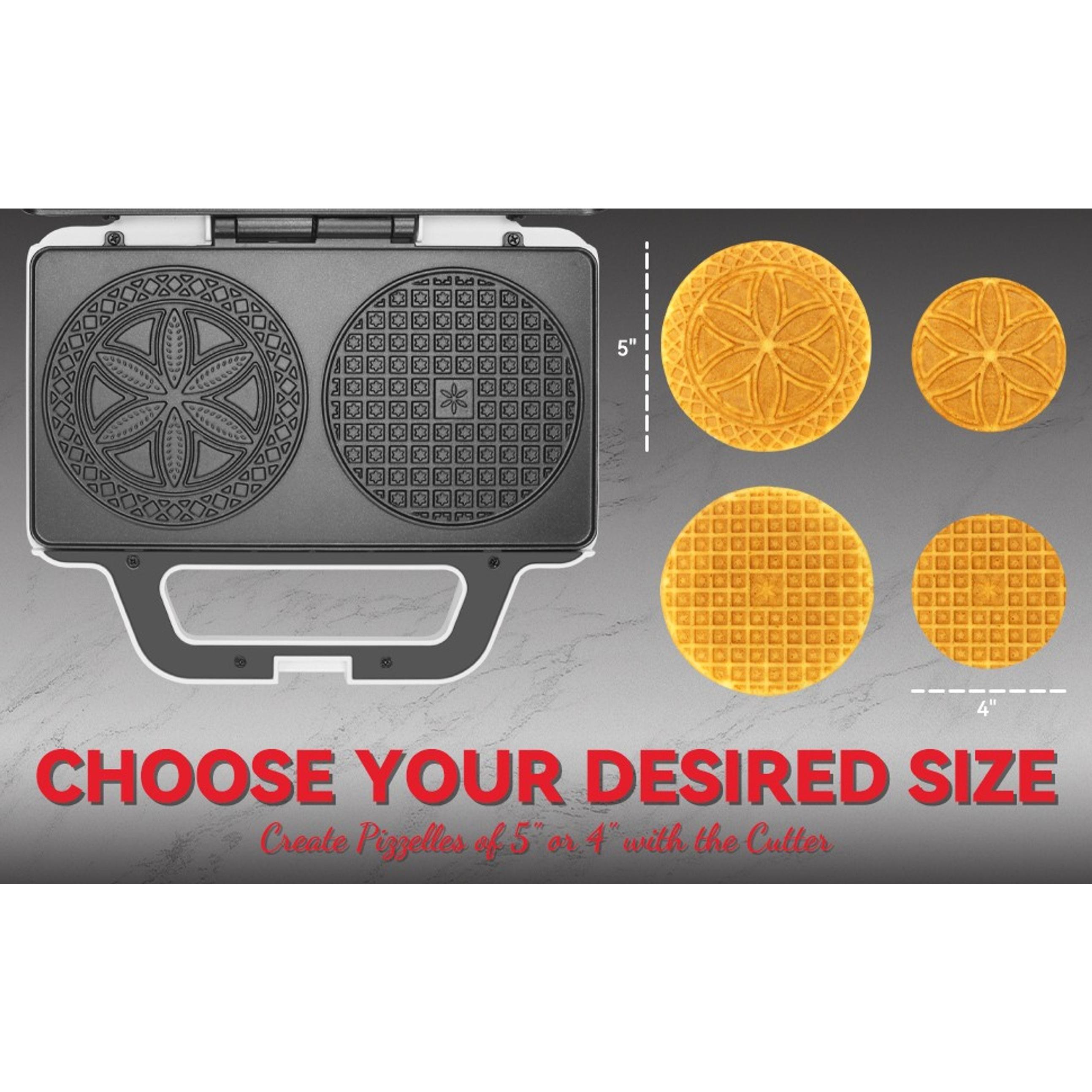 Pizzelle Maker Electric, Non-stick Stroopwafel Iron, 2 X 5" Cookie Machine for Christmas, 4" Mold Included, White