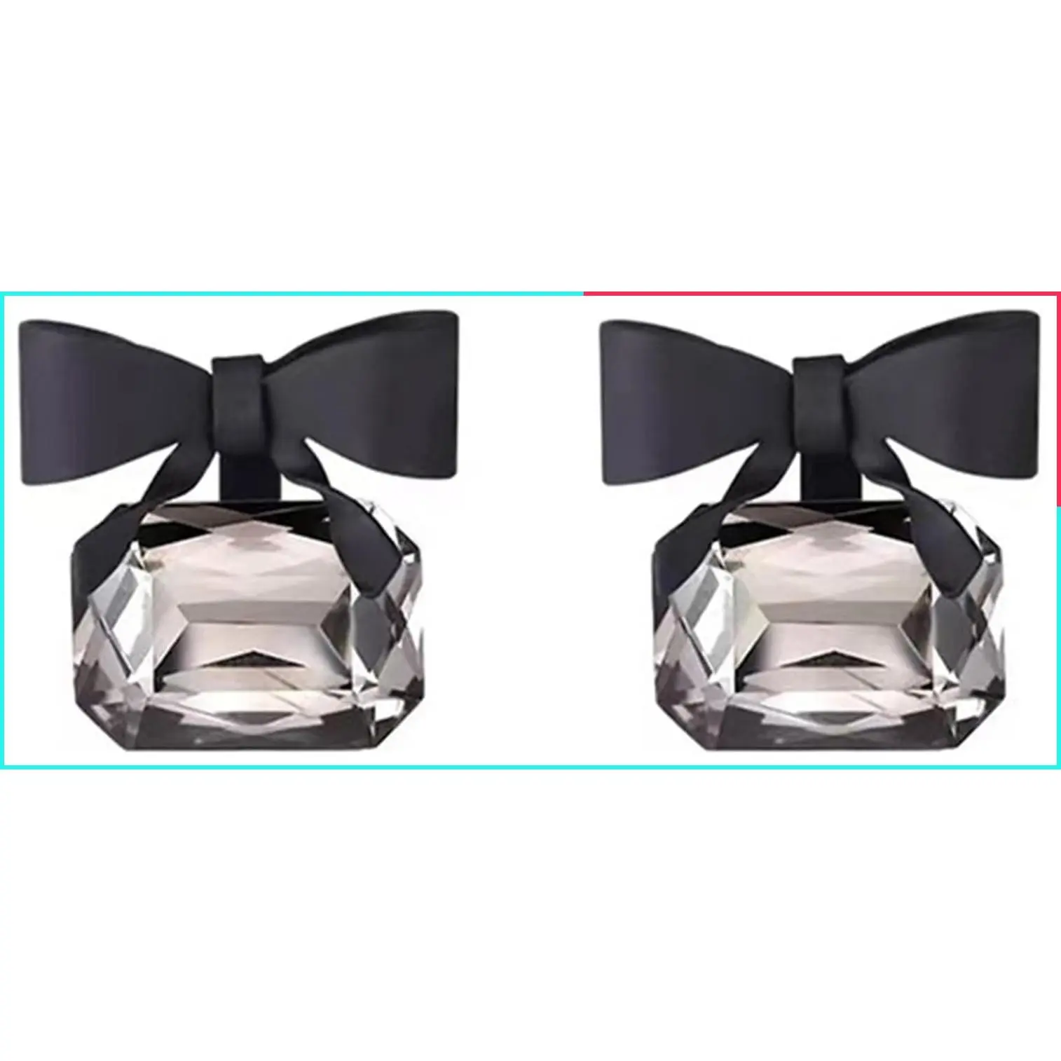 Black Bow Stud Earrings for Women – Faux Crystal Statement Jewelry, Cute Christmas Gifts