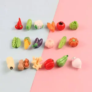 30pcs Realistic Food Play Vegetables Pumpkin Radish Series DIY Resin Accessories, Hair Clips Phone Case Pendants for Girls Kids Kindergarten
