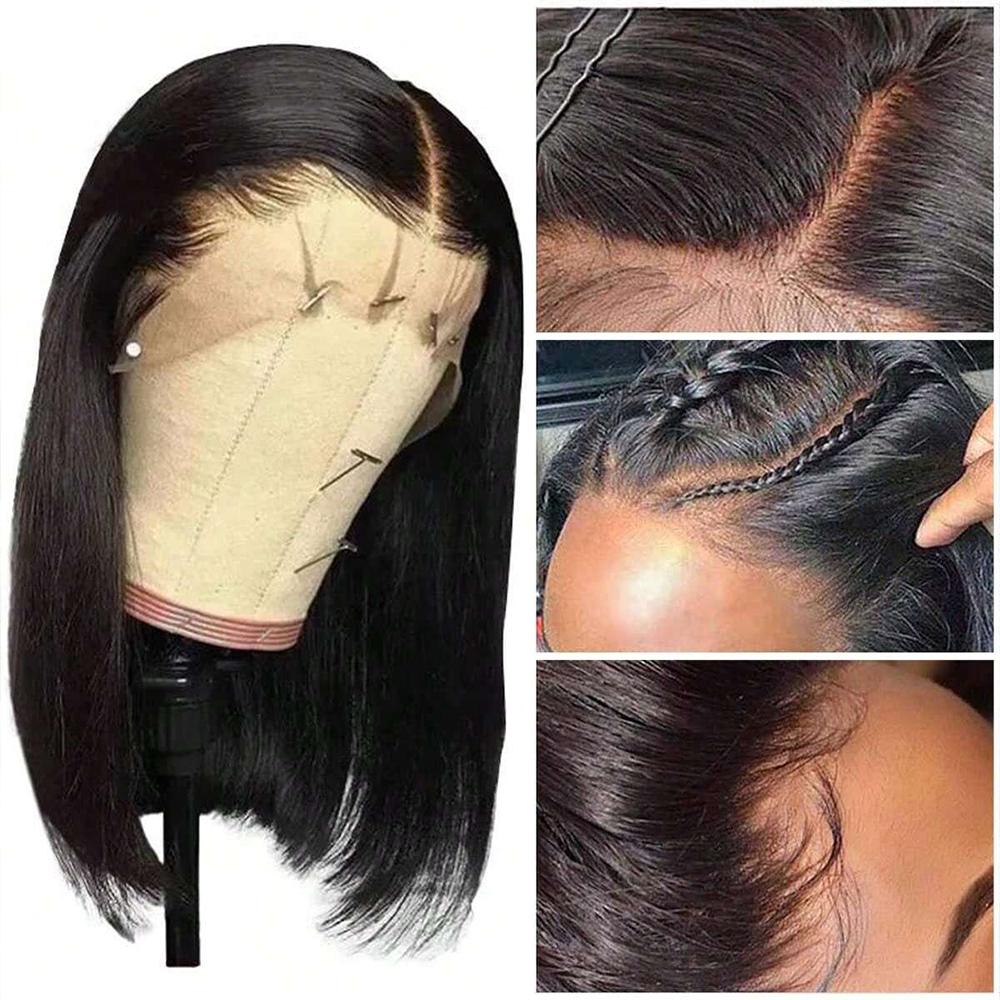 Bob Wig Human Hair 180% Density 13x4 HD Transparent Lace Front Wigs Human Hair Pre Plucked Short Bob Glueless Straight Wigs Human Hair for Women