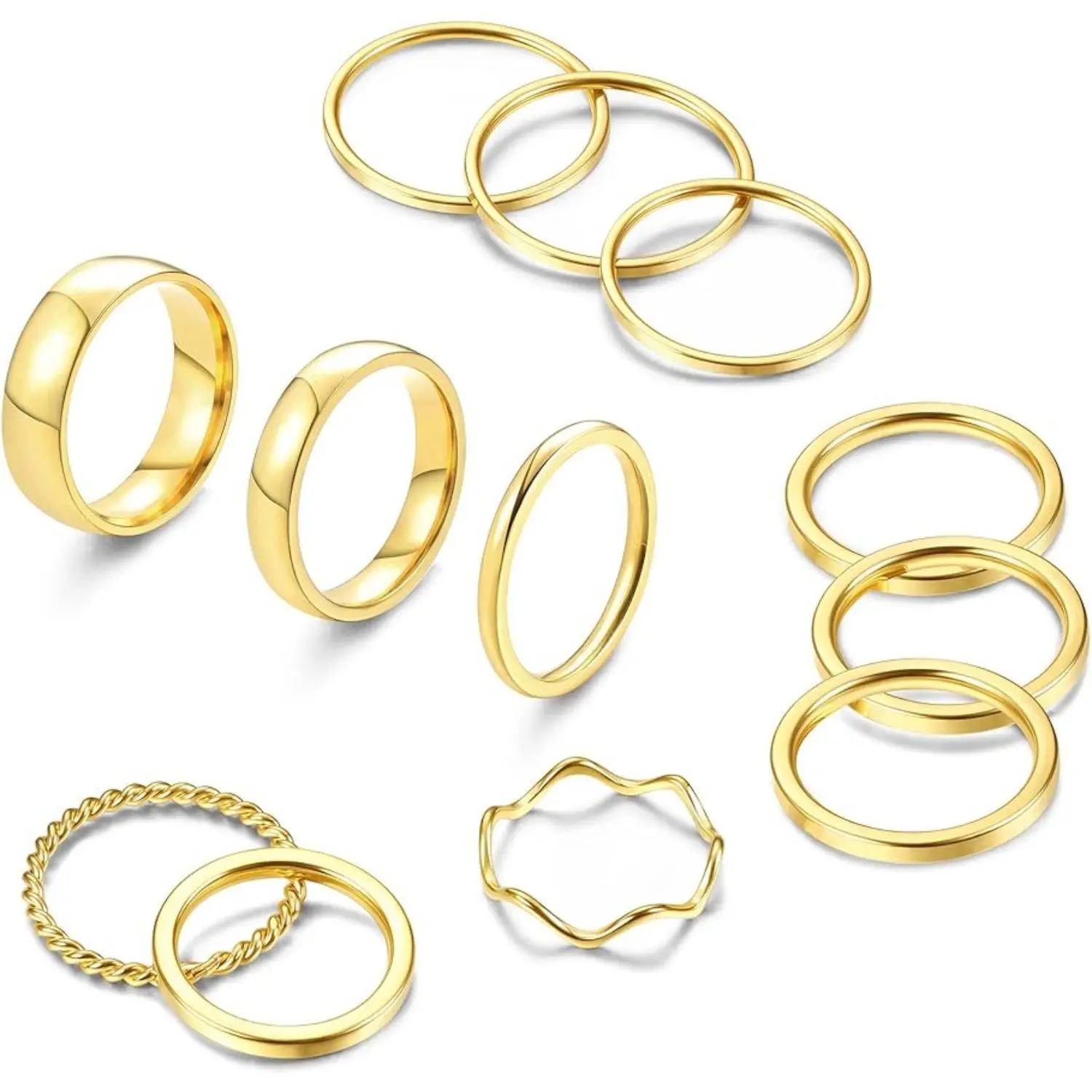 Cassieca Stainless Steel Stacking Rings for Women Finger Rings Plain Band Rings Simple Thin Knuckle Stacking Thumb Rings Daily, Basic Sohochic