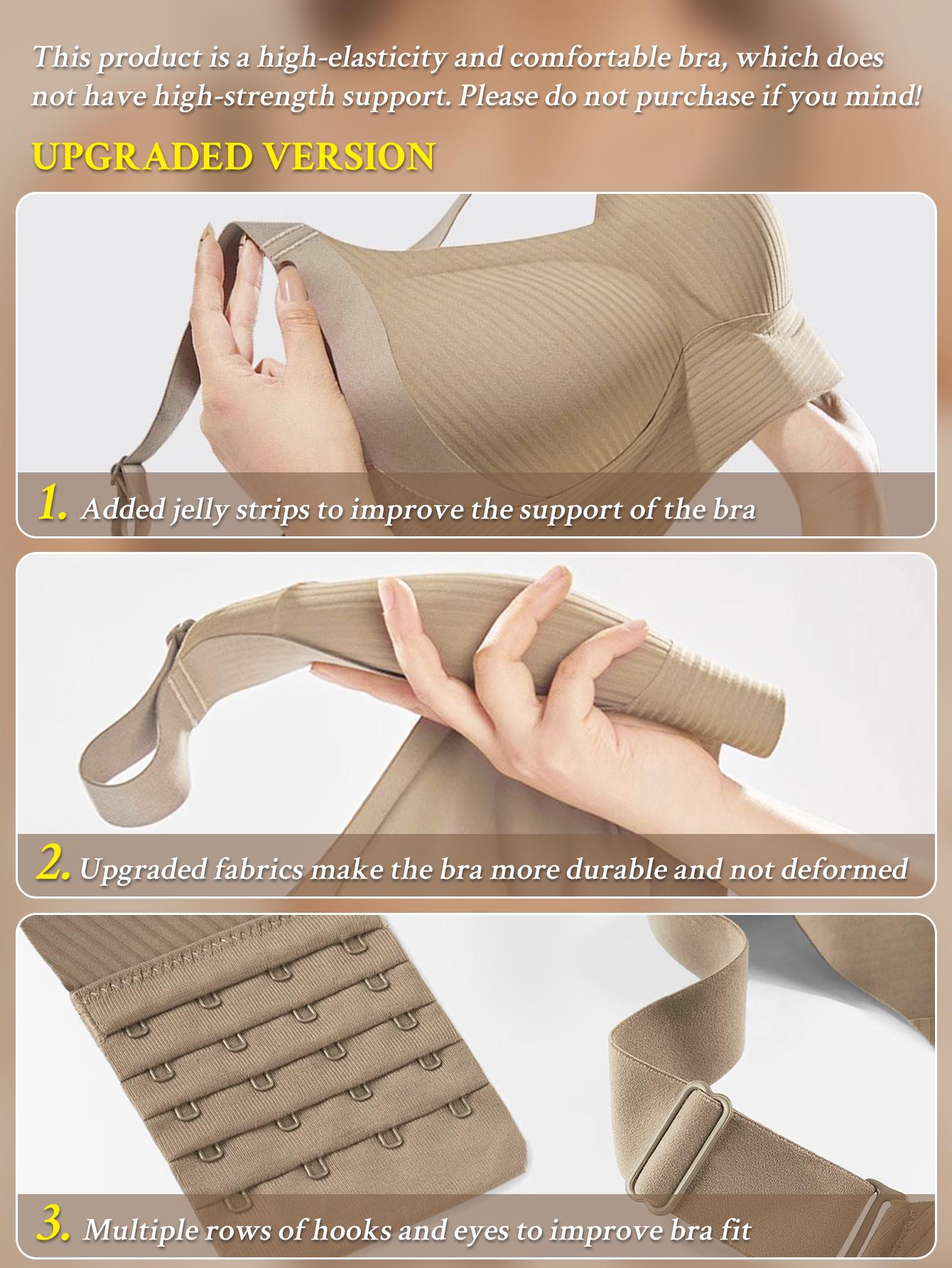 Women's Seamless Bra, No Underwire Comfort, Striped Soft Fabric, Adjustable Shoulder Straps, Medium Support, All Seasons Wear