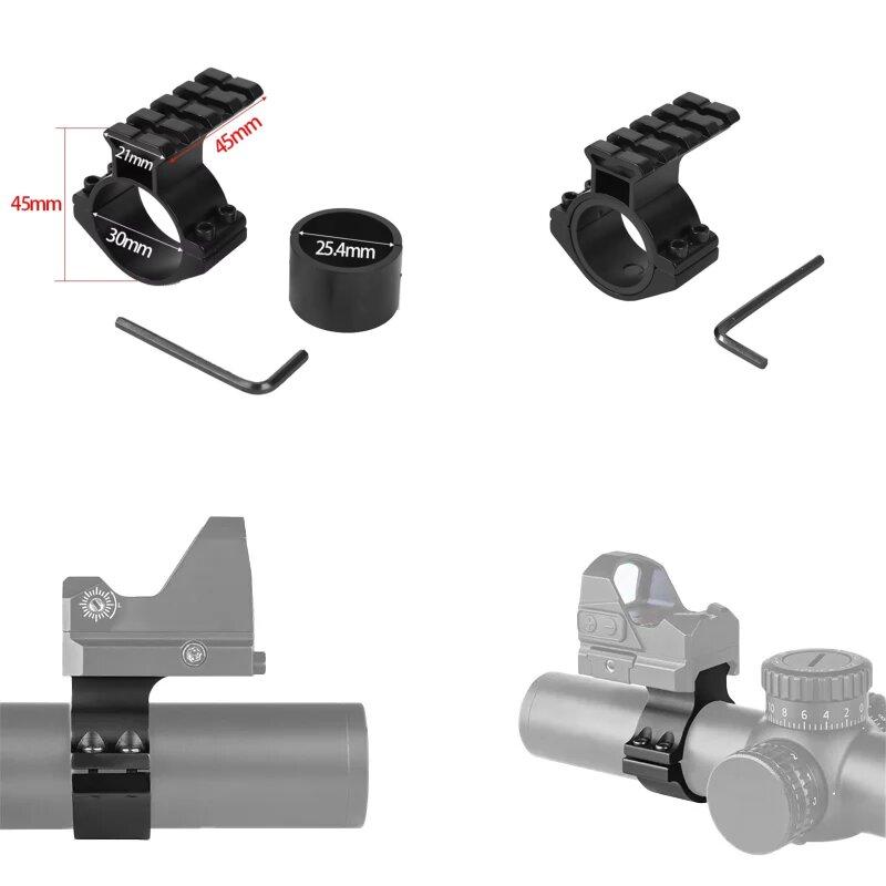 Scope Ring 25.4mm 30mm Diameter Adaptor Mount, 21mm Rail for Flashlight Dot Laser, Hunting Scope Ring Accessories, Picatinny Rails Mount