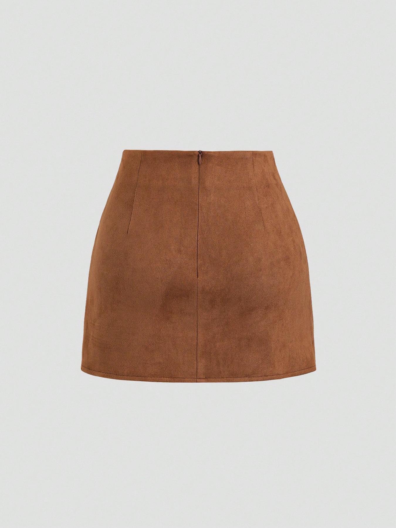 1 piece Women's Spring &Fall Velvet Vintage Italian Melange Pleated Bodycon Short Skirt,Fashionable Casual Versatile Ultra-Short Half Skirt, Bottoms Womenswear