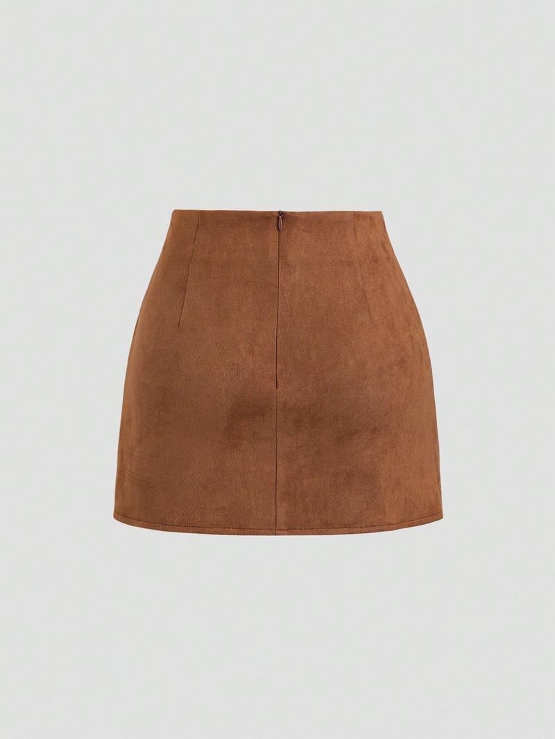 1 piece Valentine's Day Women's Spring &Fall Velvet Vintage Italian Melange Pleated Bodycon Short Skirt,Fashionable Casual Versatile Ultra-Short Half Skirt