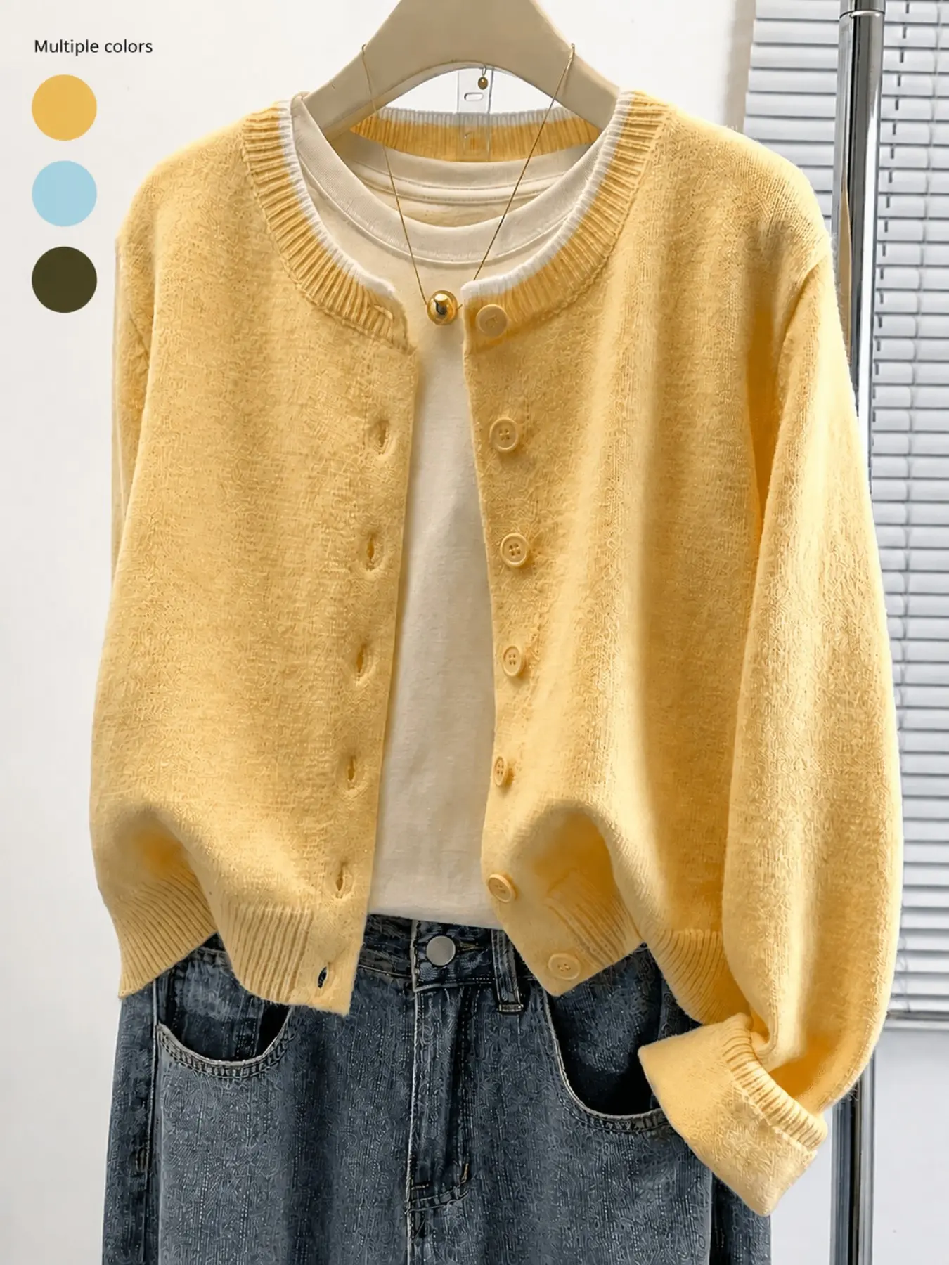 2026 New Contrast Trim Button Cardigan Sweater, Fall Winter Casual Easy Premium Sweater, Fashion Women'S Wear