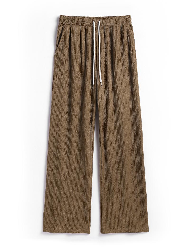 ZAFUL Men Solid Tank Top & Wide Leg Pants Men's 2 Piece Set Knitted Solid Sleeveless Scoop Neck Tank Top and Elastic Waist Wide Leg Pants