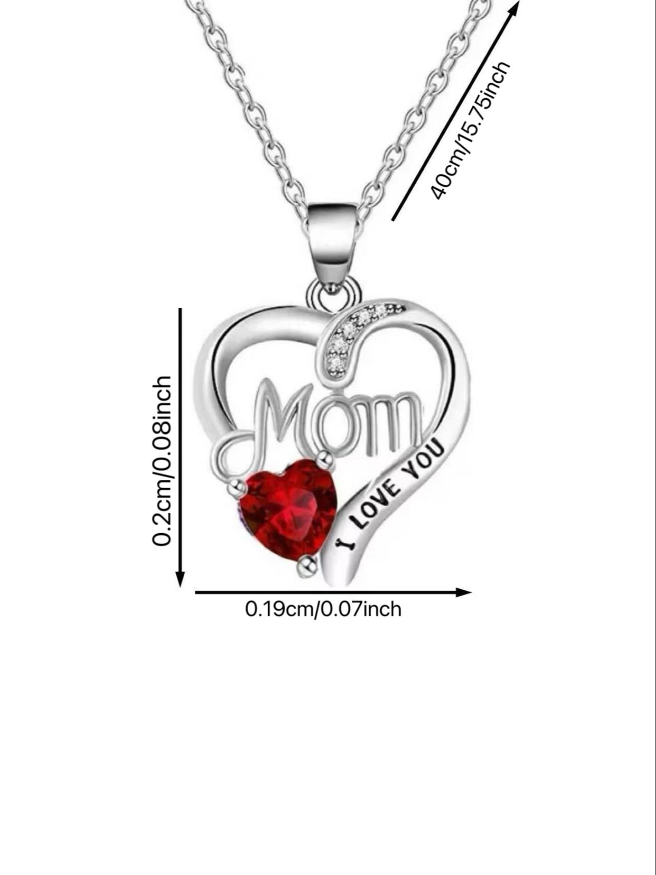 Mother's Day Gift Necklace, Heart Rose Flower Pendant, Personalized Letter Engraving, Elegant Jewelry Box Packaging, Perfect for Mom