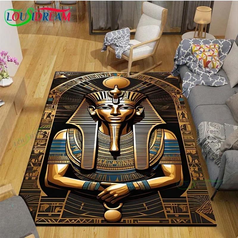 Luxury Ancient Egyptian Queen Flannel Area Rug - Golden Pharaoh Throne Print Soft Mat for Living Room, Non-Slip Historical Home Decor#EgyptianQueenRug #PharaohThroneMat #AncientEgyptianDecor #GoldenMythologyCarpet #NonSlipFlannelRug