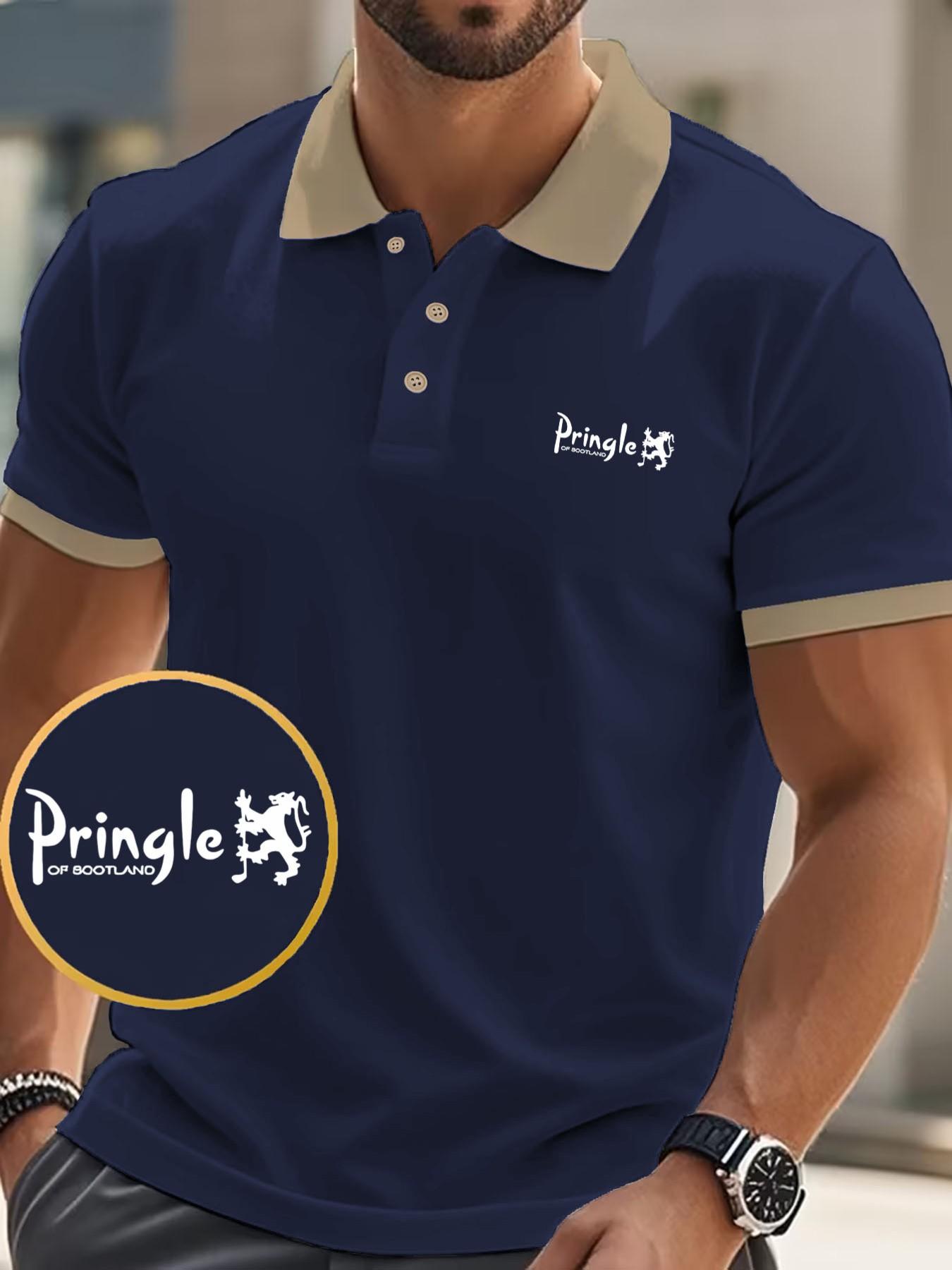 Revolutionize Your Style with Scottish Lion Design Polo Shirt, Short Sleeve Slim-Fit Casual Wear for Spring & Fall, Unique Print Pattern
