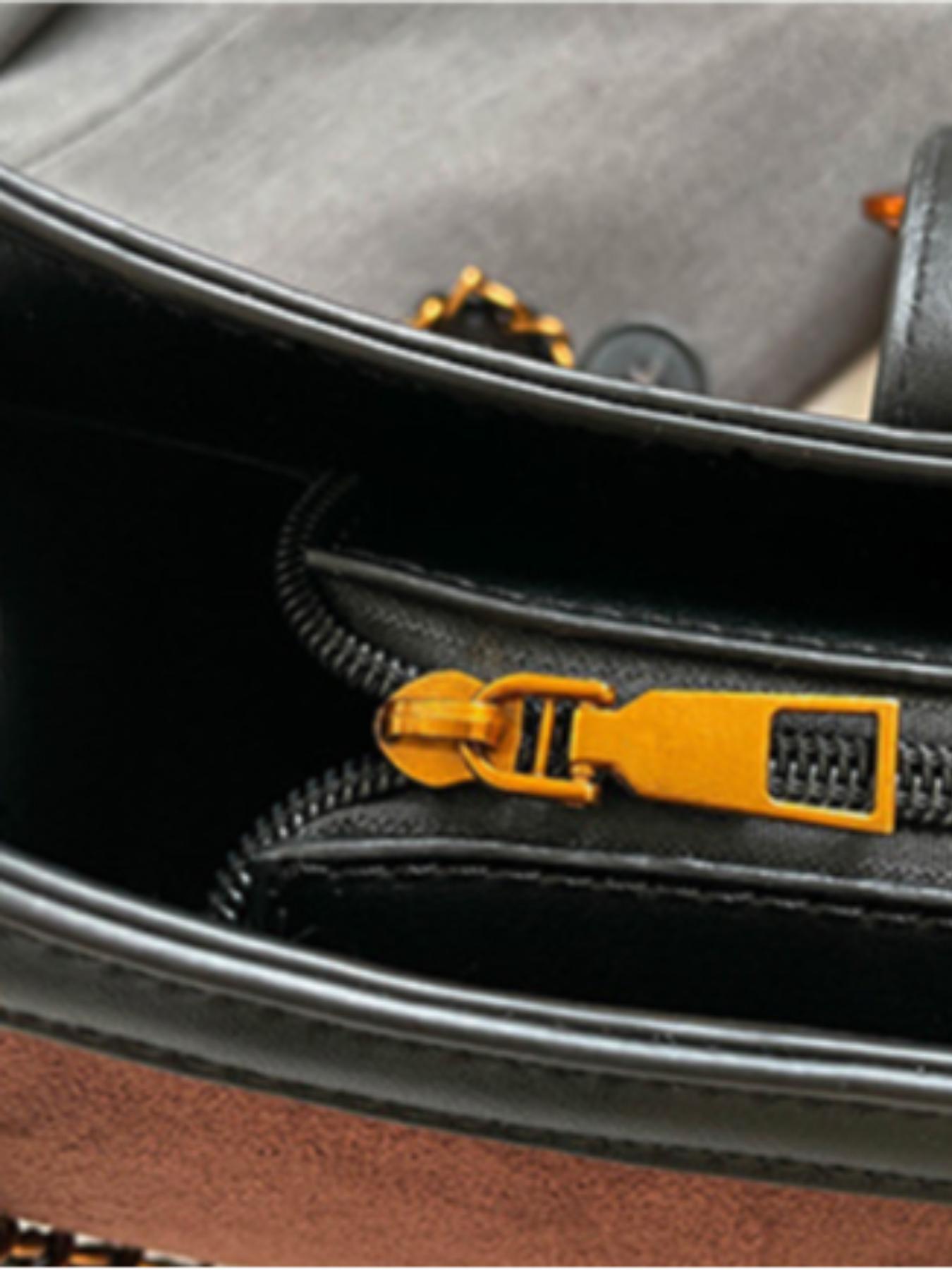 Women's French Vintage Colorblock Underarm Bag, Lightweight Single Shoulder Bag with Ribbon Patchwork Design, Stylish and Unique Handbag